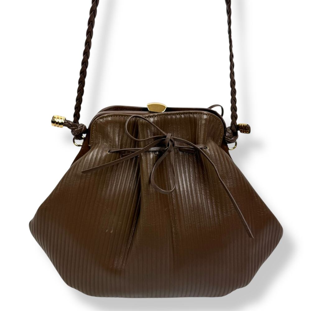 1960's kiss lock taupe striped leather mini purse by CORET MONTREAL CANADA - Picture 12 of 16